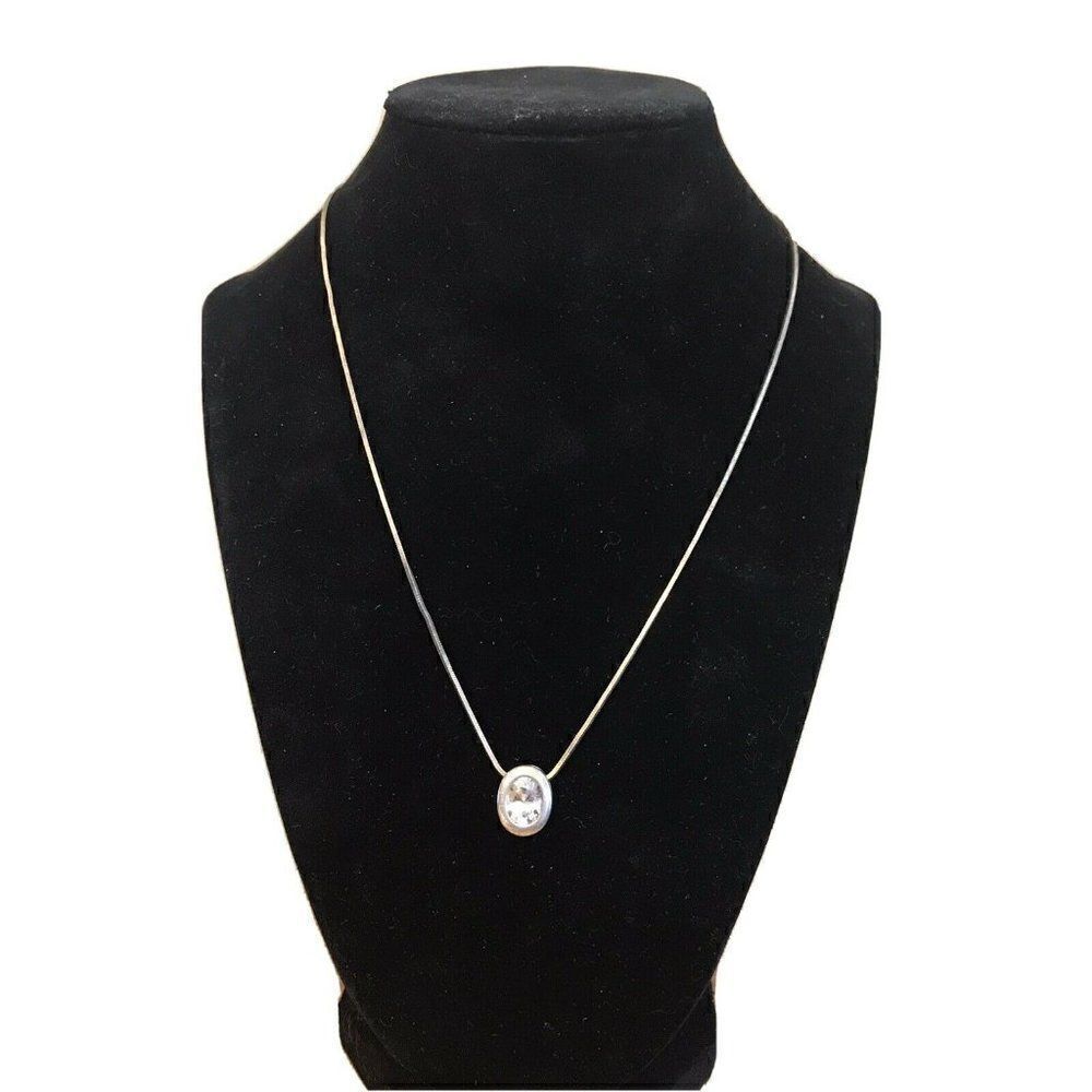 NY Silver Clear Rhinestone Brilliant Cut Drop Pendant Necklace Elegant Bridal